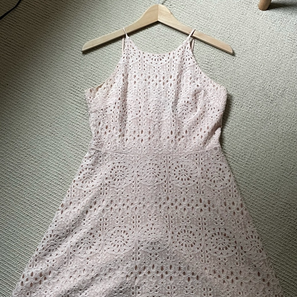 Aqua lace halter dress- light pink